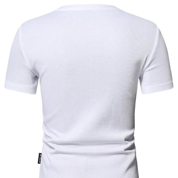 White Mens Button Up Tee - Picture 4 of 6